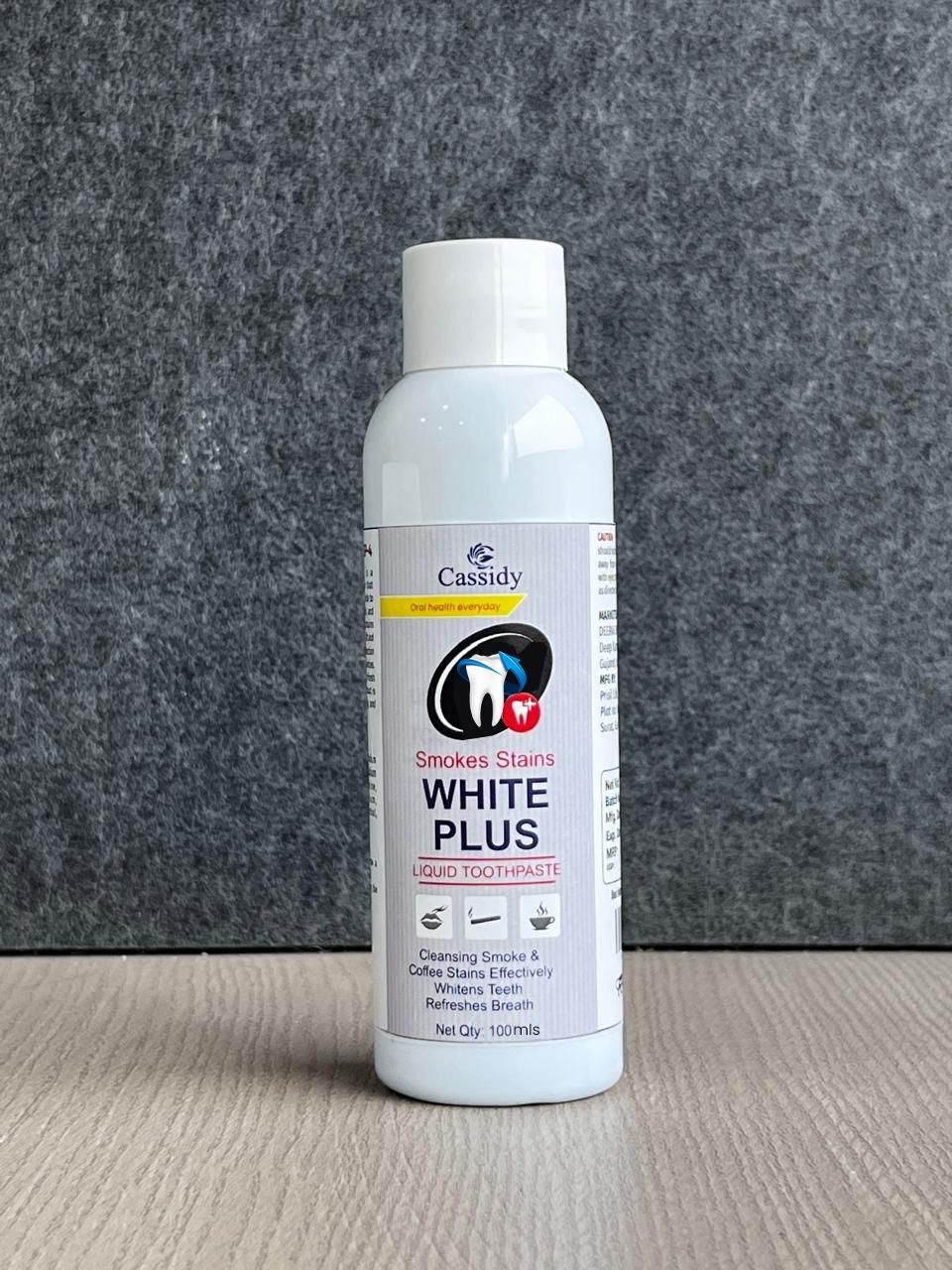 Cassidy Smokes Stains White Plus Liquid Toothpaste – Teeth Whitening for Smoke & Stain Removal (Pack of 2, 100ml Each)