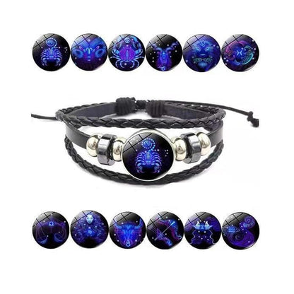 Constellation Zodiac Guardian Bracelet – Black Leather Adjustable (Pack of 1)