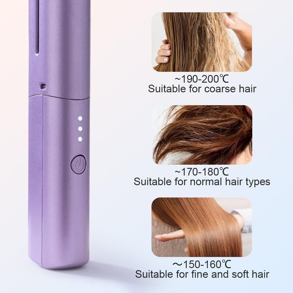 Meneflix Portable Cordless Mini Hair Straightener (Rechargeable | Hot Comb | Adjustable Heat)