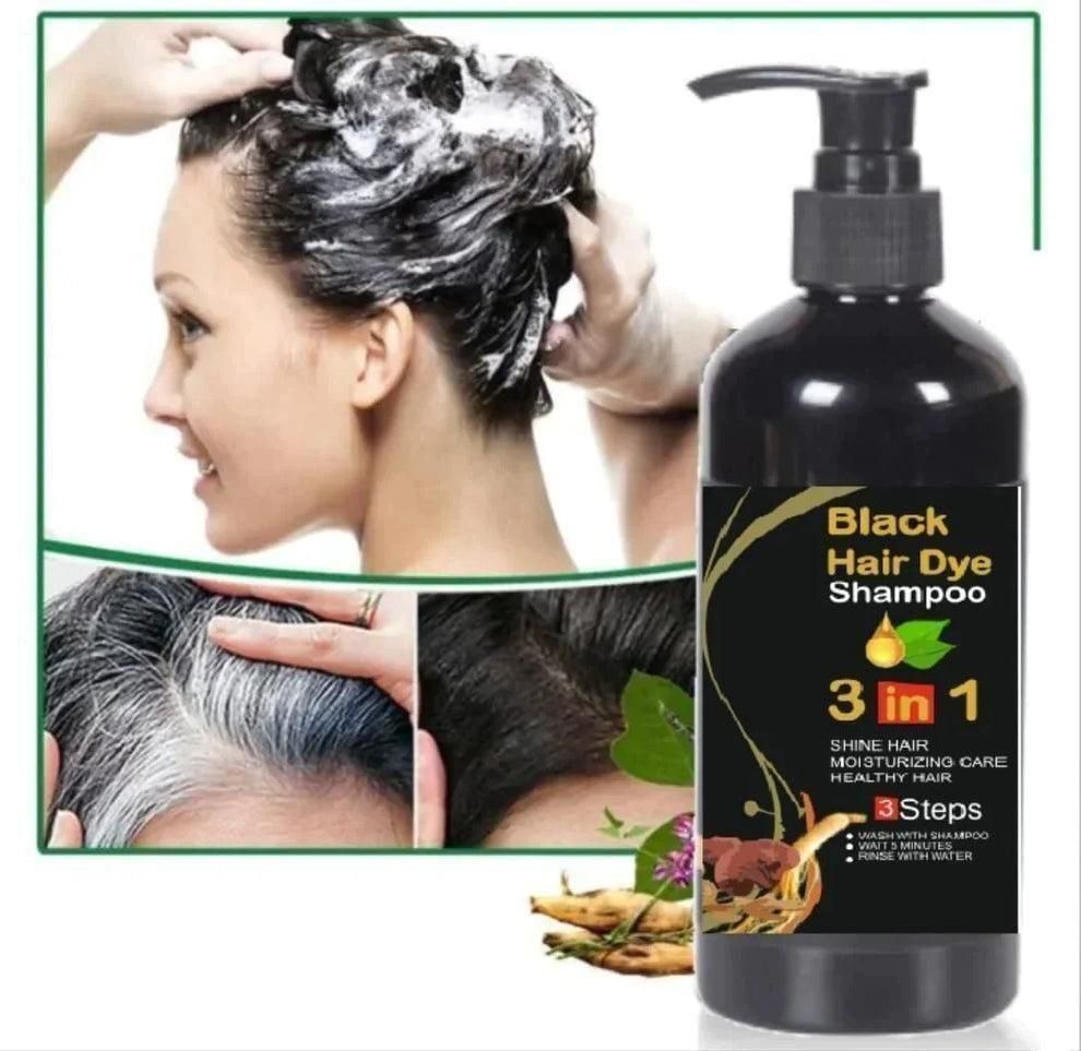 Unisex Instant Black Herbal Hair Dye Shampoo – Grey Hair Coverage 3-in-1 (Pack of 2)