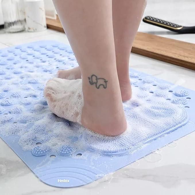 Silicone Bathroom Foot Scrubber Mat – Anti-Slip Shower Massager & Cleaner