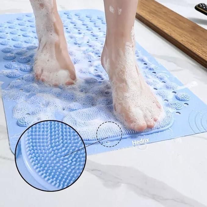 Silicone Bathroom Foot Scrubber Mat – Anti-Slip Shower Massager & Cleaner