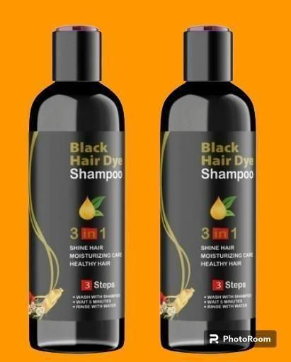 Unisex Instant Black Herbal Hair Dye Shampoo – Grey Hair Coverage 3-in-1 (Pack of 2)