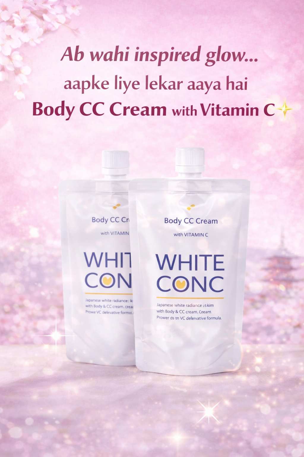 Body CC Cream with Vitamin C – Japanese Whitening Cream for Face & Body (100g Each, Pack of 2)