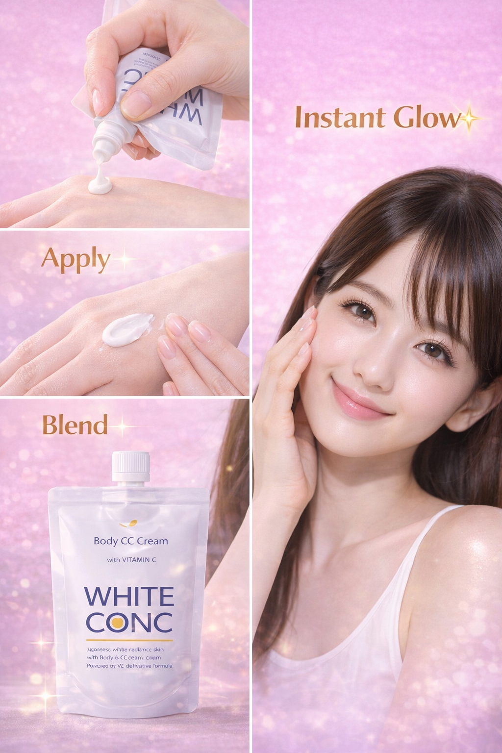 Body CC Cream with Vitamin C – Japanese Whitening Cream for Face & Body (100g Each, Pack of 2)