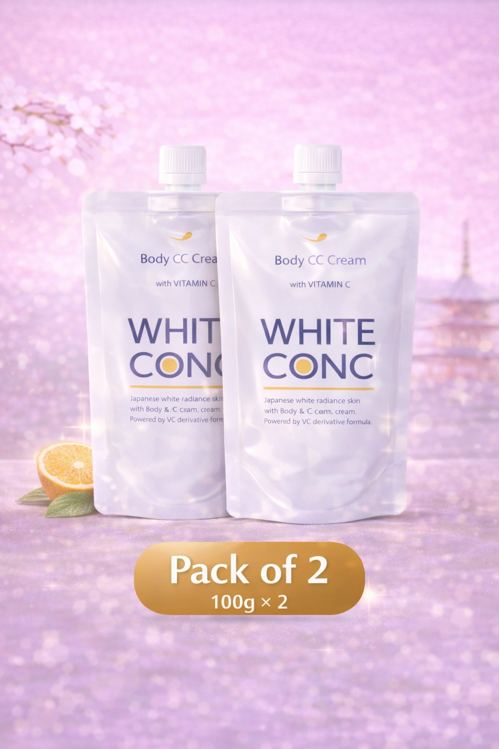 Body CC Cream with Vitamin C – Japanese Whitening Cream for Face & Body (100g Each, Pack of 2)