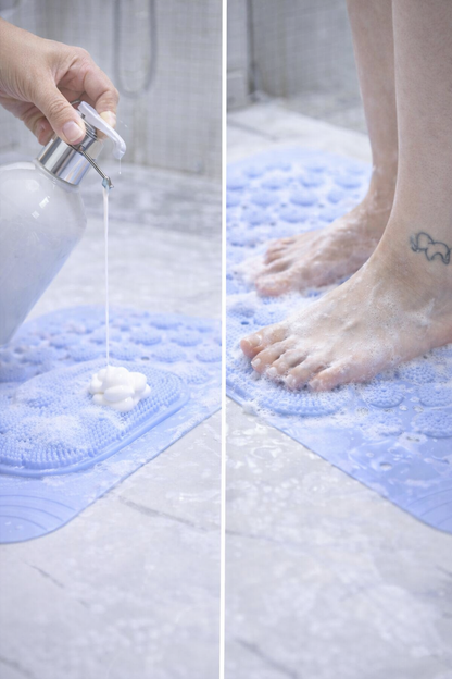 Silicone Bathroom Foot Scrubber Mat – Anti-Slip Shower Massager & Cleaner