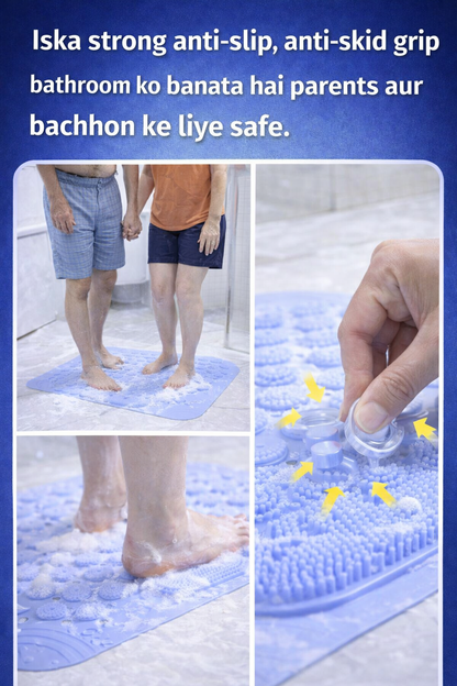 Silicone Bathroom Foot Scrubber Mat – Anti-Slip Shower Massager & Cleaner