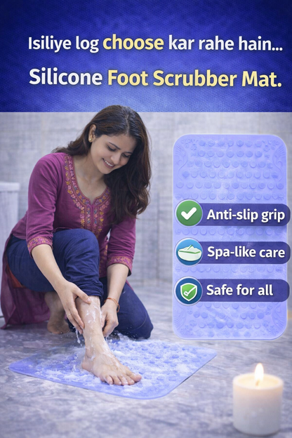Silicone Bathroom Foot Scrubber Mat – Anti-Slip Shower Massager & Cleaner