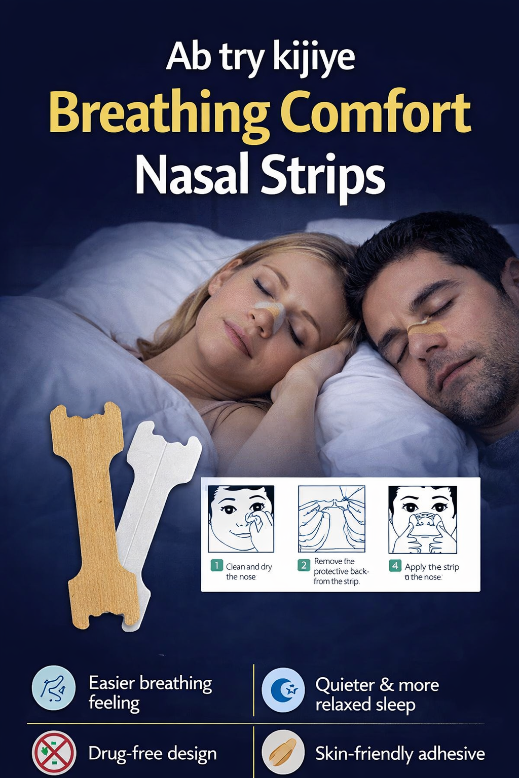 Breathing Comfort Nasal Strips for Night Use (Pack of 6/10/20) (Pack of 6/10/20)