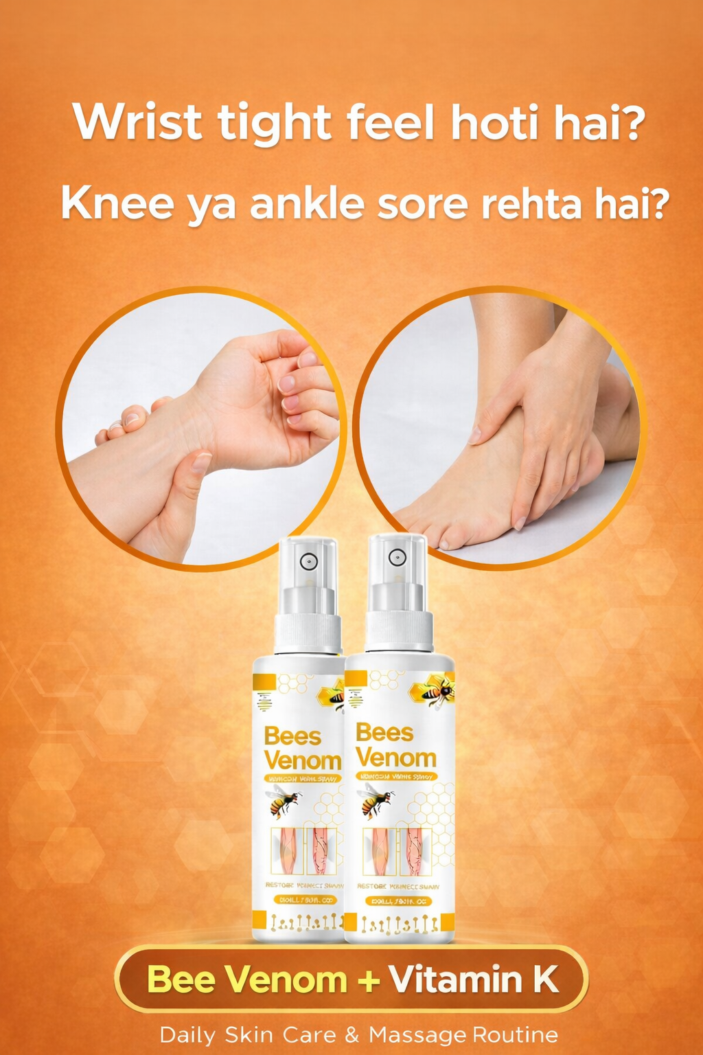 Bee Venom Spider Veins Spray (Pack of 2) – Bee Venom & Vitamin K Based Skin Comfort Formula