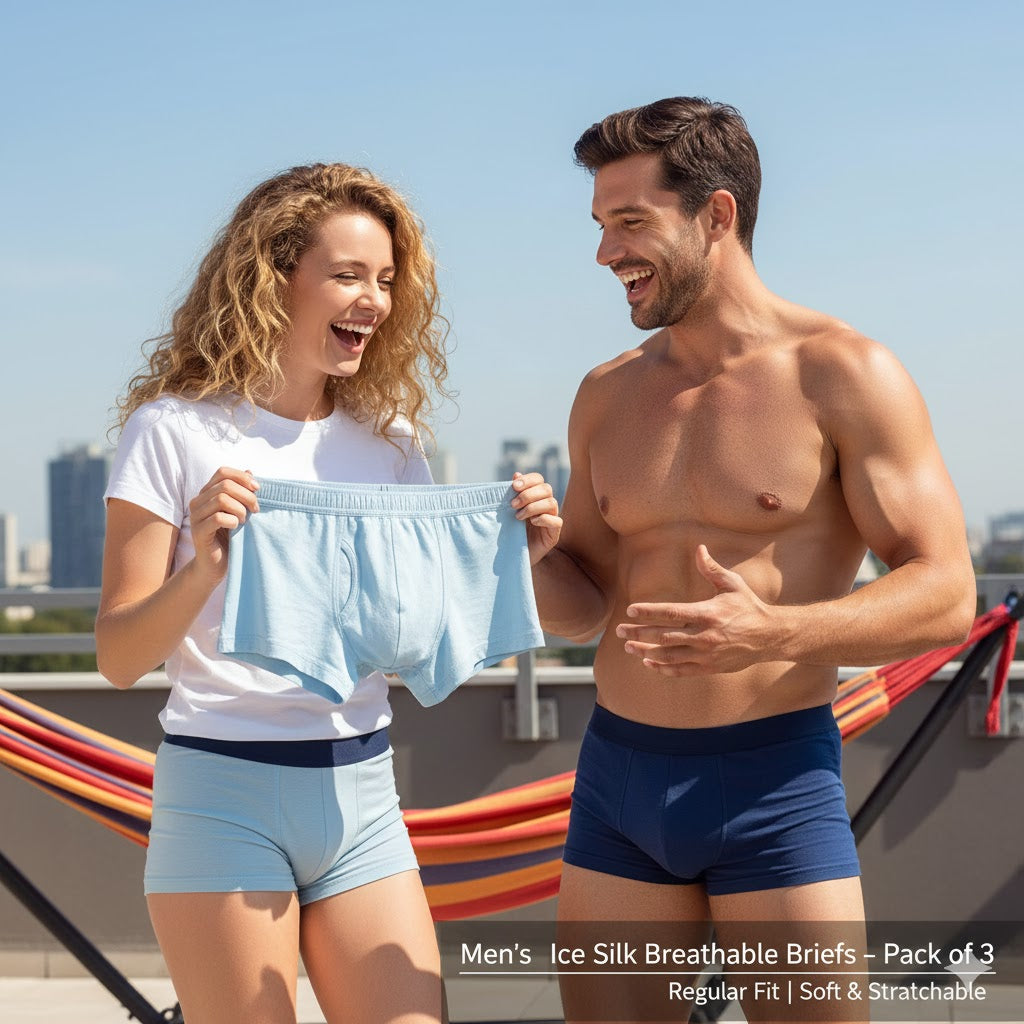 Men’s Ice Silk Breathable Boxer Briefs – Pack of 3 (Regular Fit | Soft & Stretchable)
