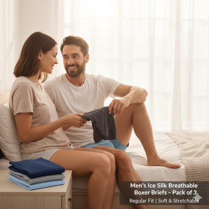 Men’s Ice Silk Breathable Boxer Briefs – Pack of 3 (Regular Fit | Soft & Stretchable)